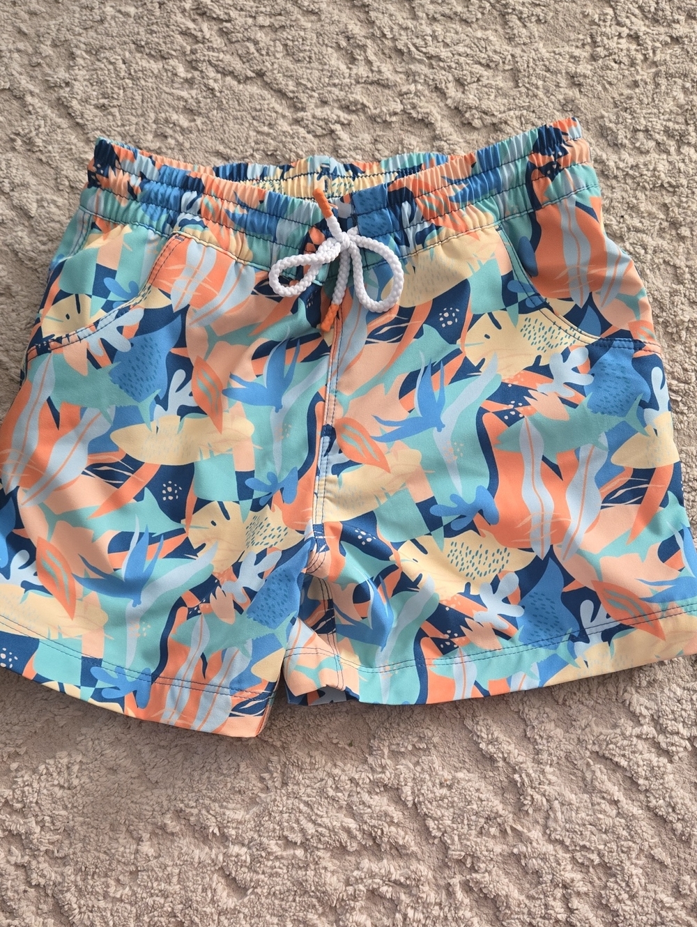 Bass Pro Shops Coral, Aqua & Navy Tropical Kids Swim Trunks